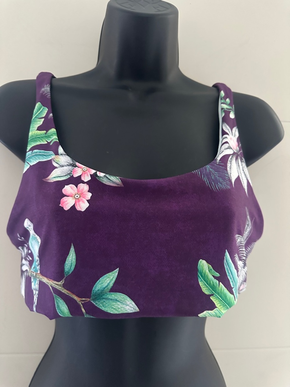 Agua Bendita Purple Floral Scoop Neck Women's Tank Top Size M
